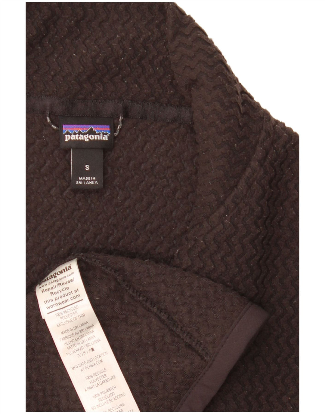 Patagonia Uomo Zip Neck Pullover Tuta Top Small Marrone Poliestere