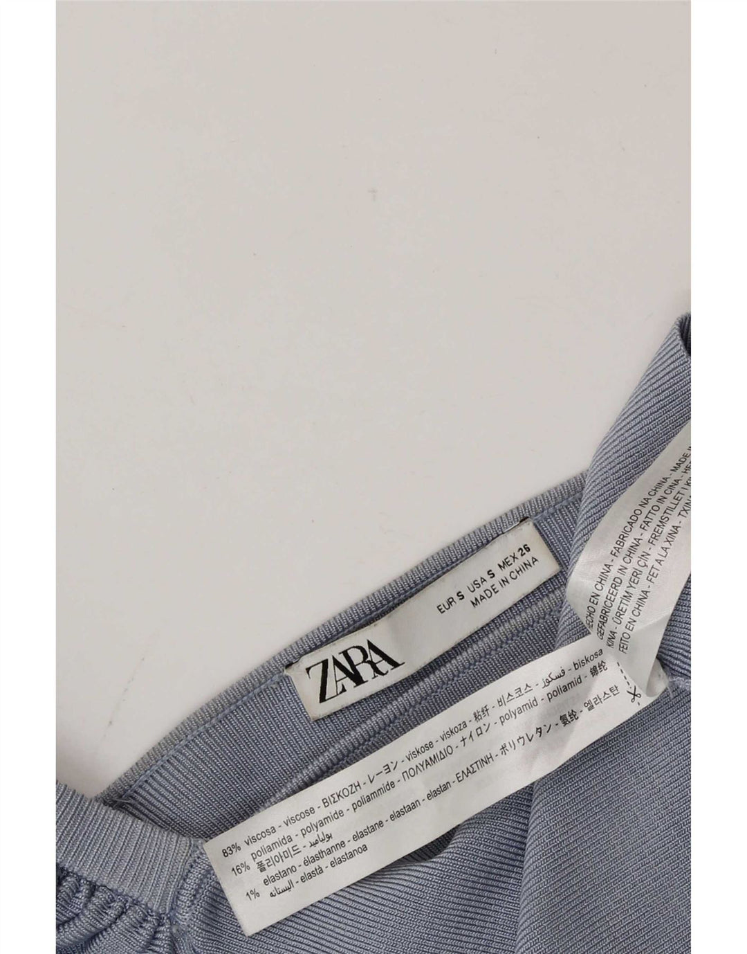 Top corto da donna con spalle scoperte Zara UK 8 piccolo in viscosa blu