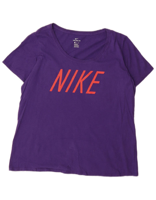 T-shirt grafica NIKE da donna con taglio atletico, taglia UK 18 XL, cotone viola
