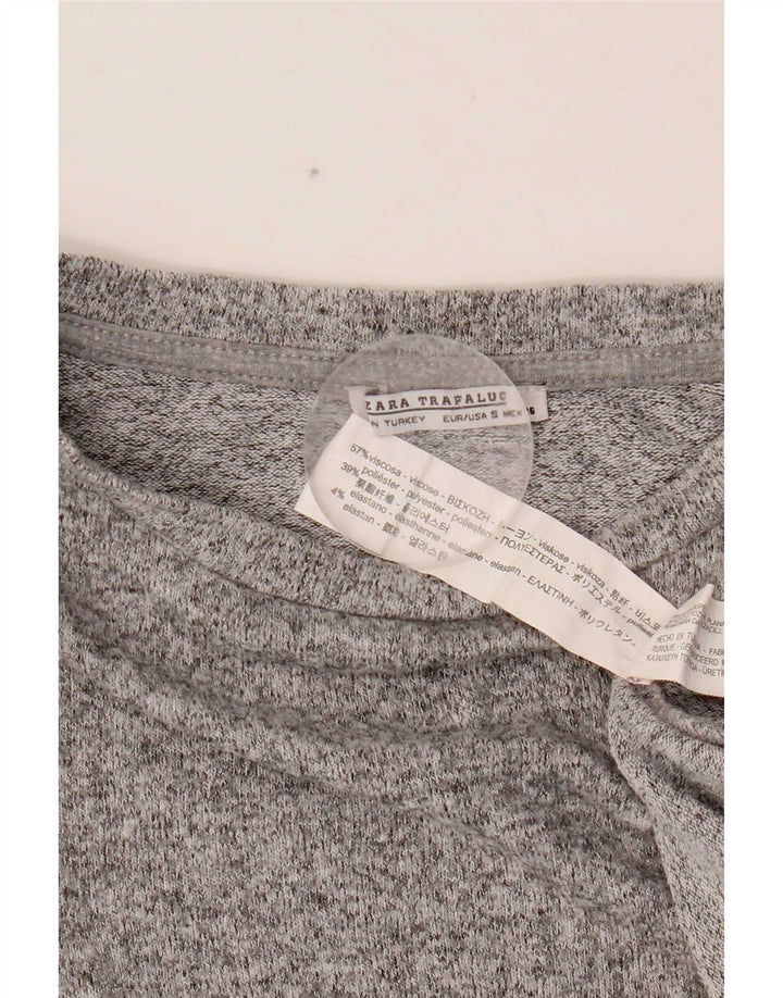 T-shirt oversize da donna Zara Top UK 10 piccola viscosa chiazzata grigia