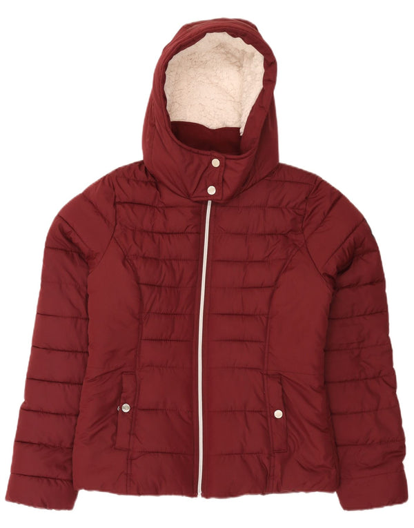 Giacca imbottita in sherpa con cappuccio da donna Hollister UK 14 bordeaux medio