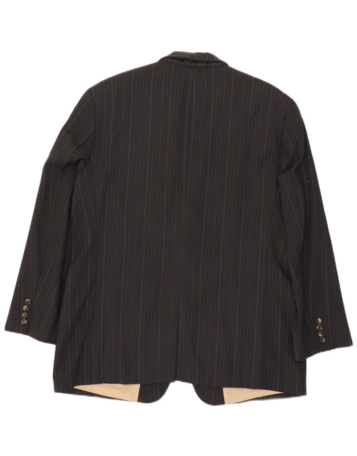 Giacca blazer da uomo a 3 bottoni Hugo Boss IT 40 grande lana a righe grigie