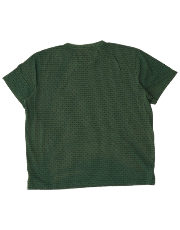 Crew Clothing T-shirt da uomo Top XL verde a pois in cotone
