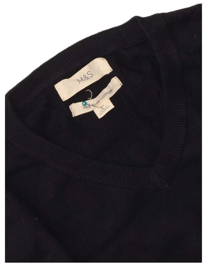 Maglione maglione con scollo a V da uomo Marks & Spencer blu navy medio