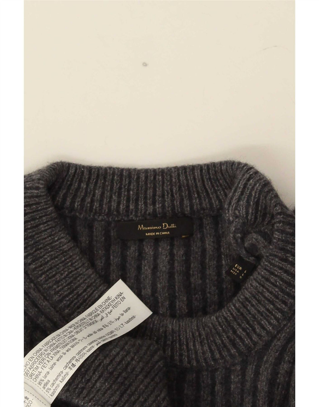 Maglione maglione girocollo da donna Massimo Dutti UK 16 grande lana grigia