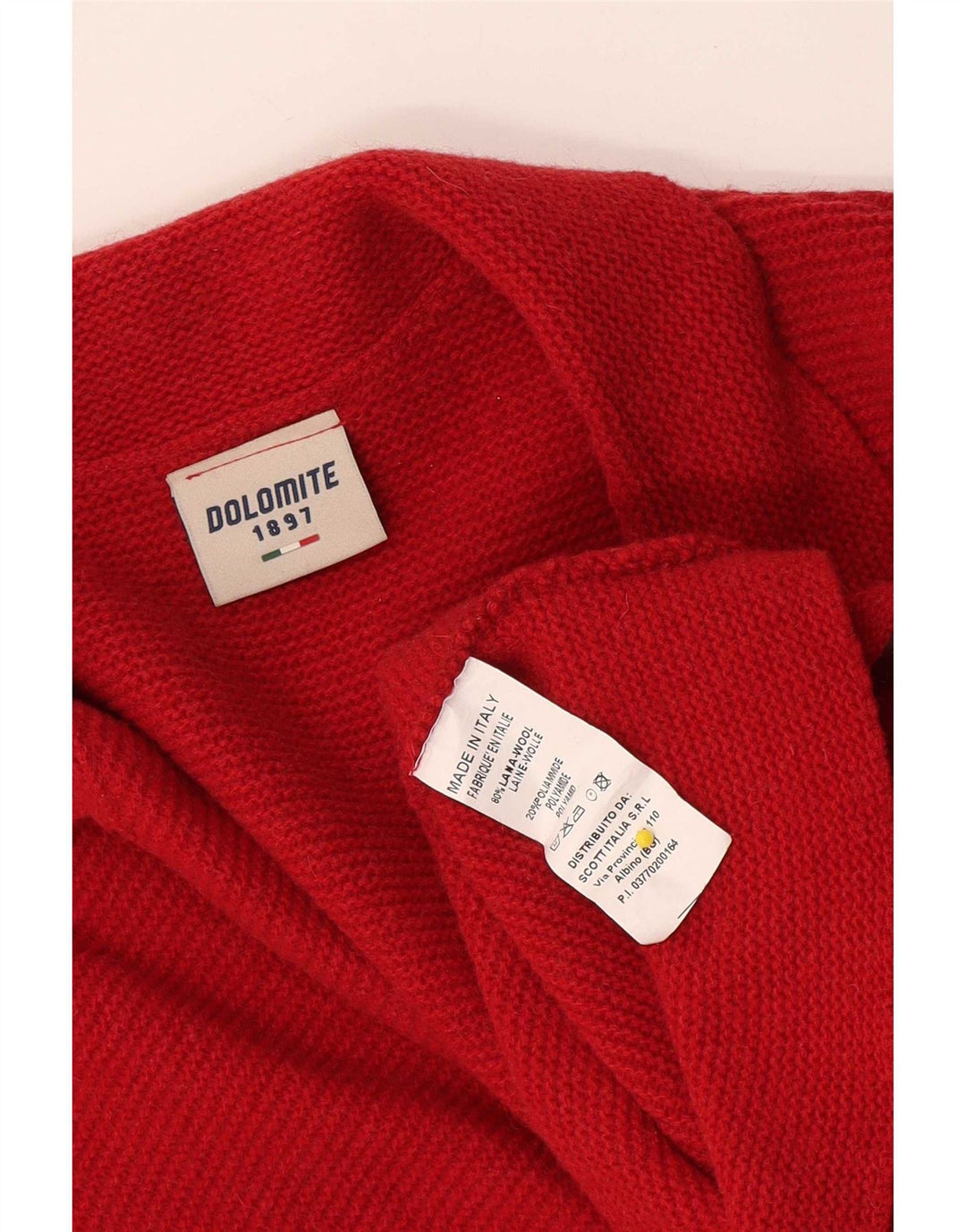 Maglione cardigan da donna Dolomite UK 16 grande lana rossa