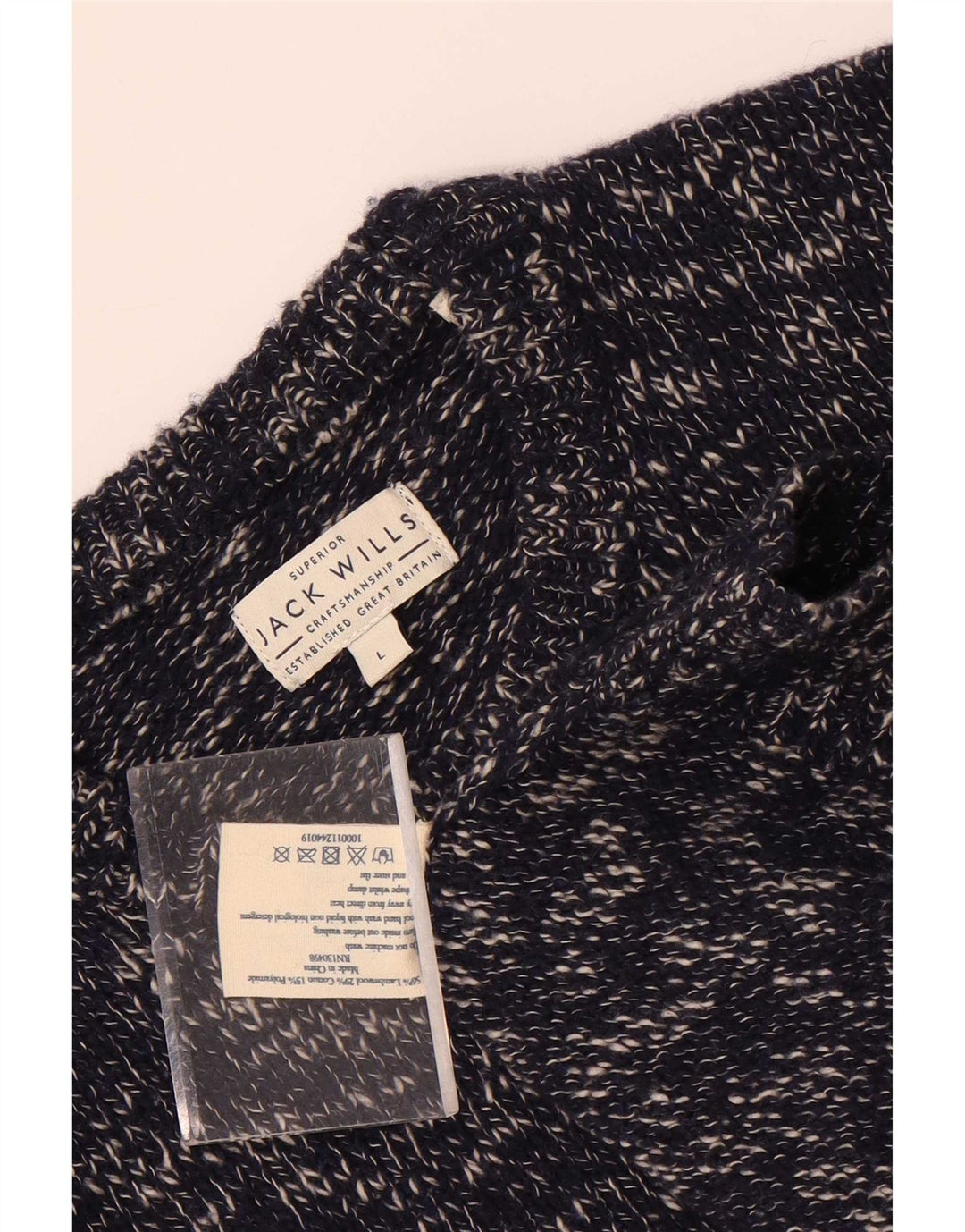 Maglione maglione girocollo da uomo Jack Wills grande lana d'agnello screziata blu navy