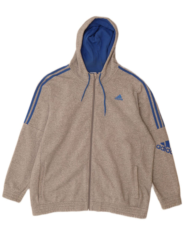 Maglione con cappuccio e zip grafica da uomo Adidas 2XL cotone chiazzato grigio