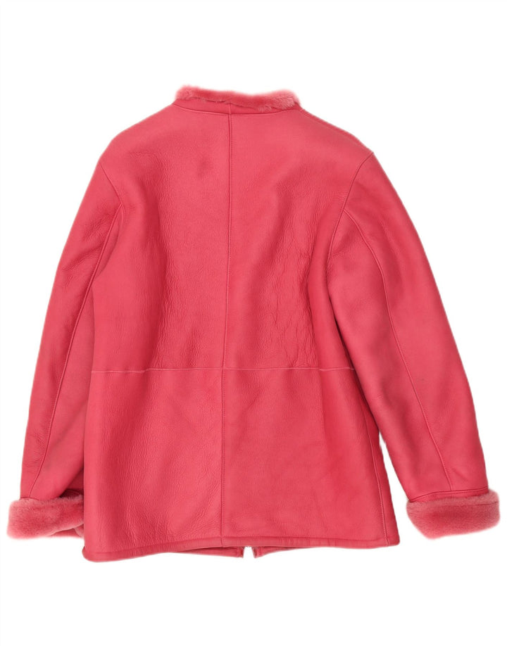 Giacca in shearling da donna dal taglio ampio di Jake EU 36 piccola pelle rosa