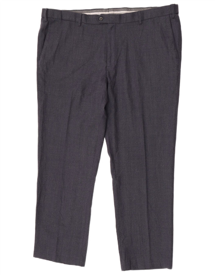 Pantaloni da abito vestibilità regolare da uomo Marks & Spencer W44 L31 lana blu navy