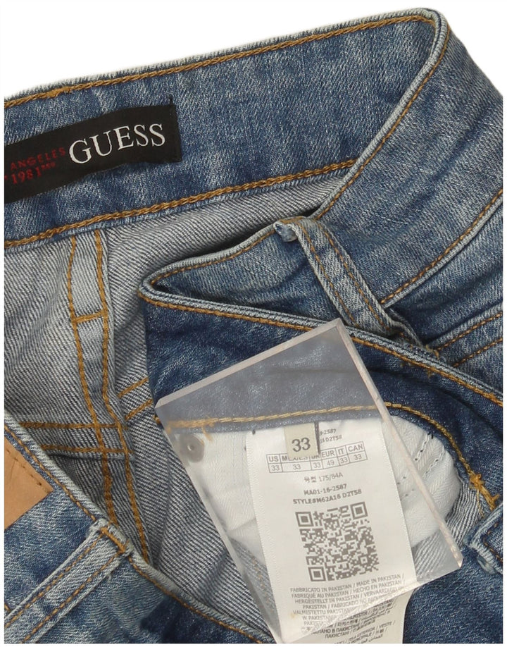 Jeans slim invecchiati da uomo Guess W33 L32 in cotone blu