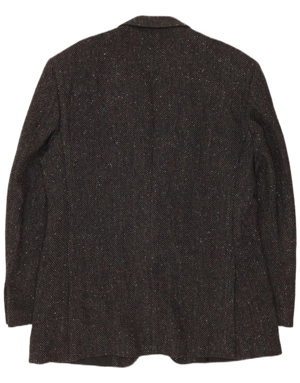 Giacca blazer da uomo a 2 bottoni Cacharel IT 52 XL lana a spina di pesce grigia