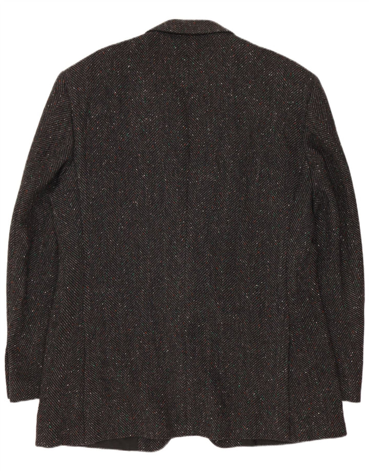 Giacca blazer da uomo a 2 bottoni Cacharel IT 52 XL lana a spina di pesce grigia