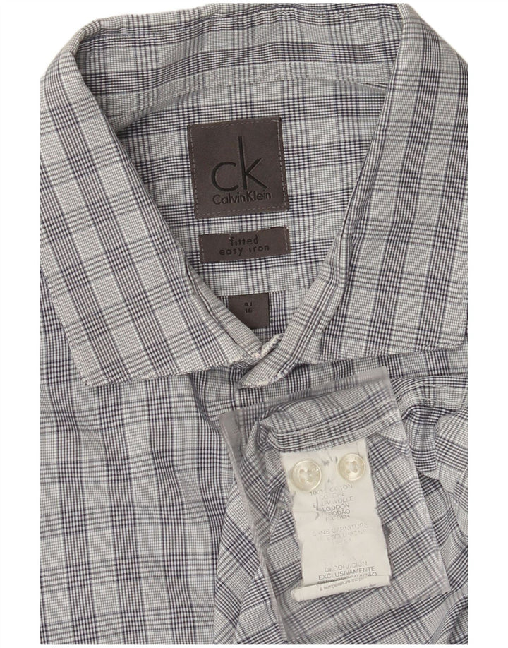 CALVIN KLEIN Camicia da uomo Taglia 41 16 Cotone a quadri grandi grigi