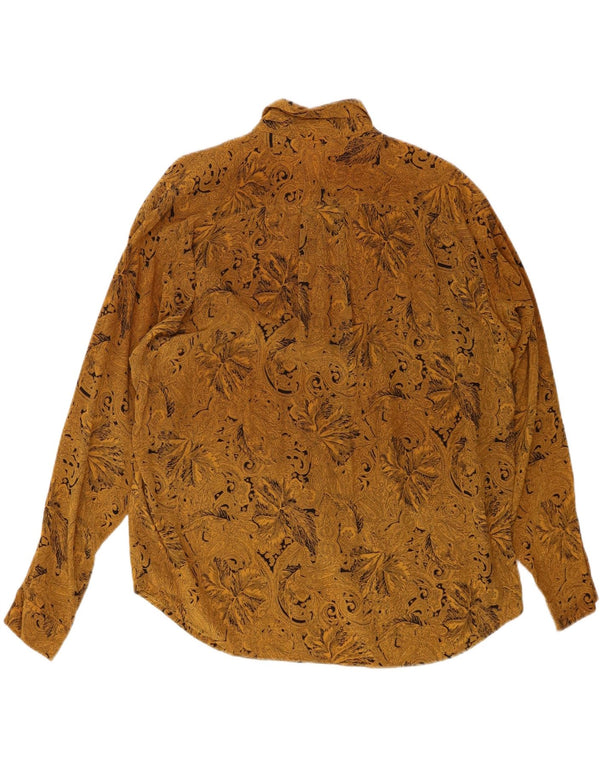 Vintage Womens Shirt Blouse UK 20 2XL Yellow Floral Viscose