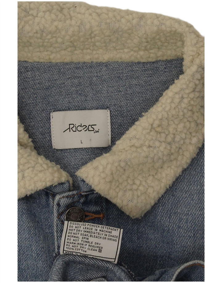 Giacca di jeans Lee Riders da uomo UK 40 Large Blu Colorblock in cotone