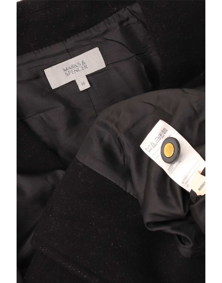 Giacca blazer a 3 bottoni da donna Marks & Spencer UK 18 XL lana nera