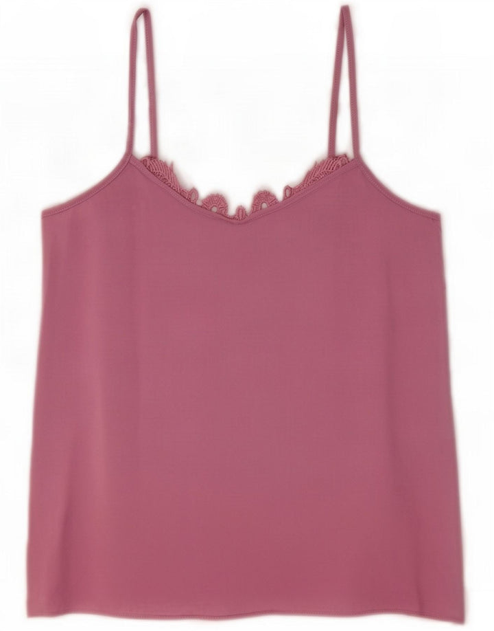 Oasis Canotta corta da donna UK 12 Viscosa rosa medio