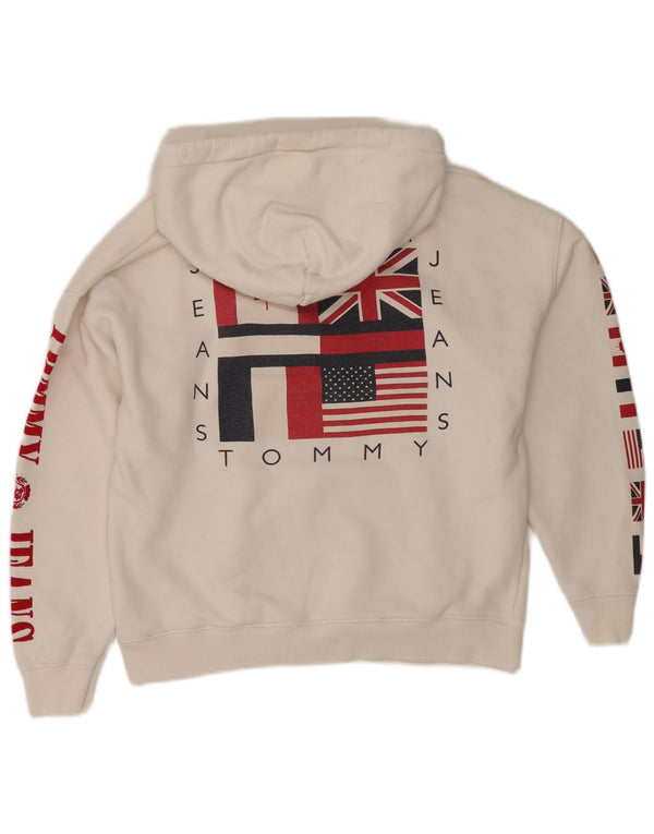 Maglione con cappuccio grafico ampio da uomo Tommy Hilfiger piccolo cotone bianco