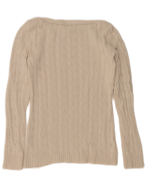 Maglione maglione con scollo a barca da donna Ralph Lauren UK 6 XS bianco sporco