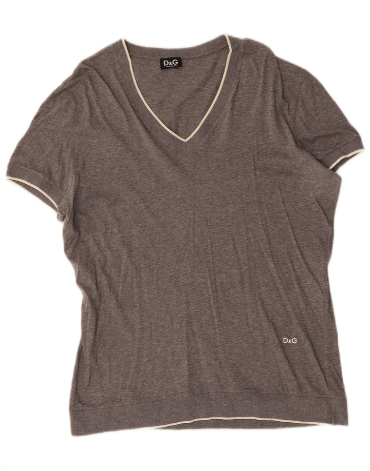 T-shirt da uomo Dolce & Gabbana Top in cotone screziato grigio medio