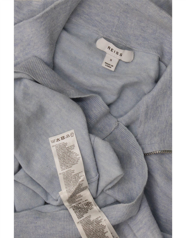 Maglione Reiss da uomo con zip e collo piccolo in cotone blu