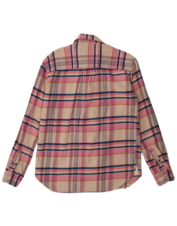 Camicia in flanella lunga da donna Jack Wills UK 10 piccolo cotone scozzese rosa