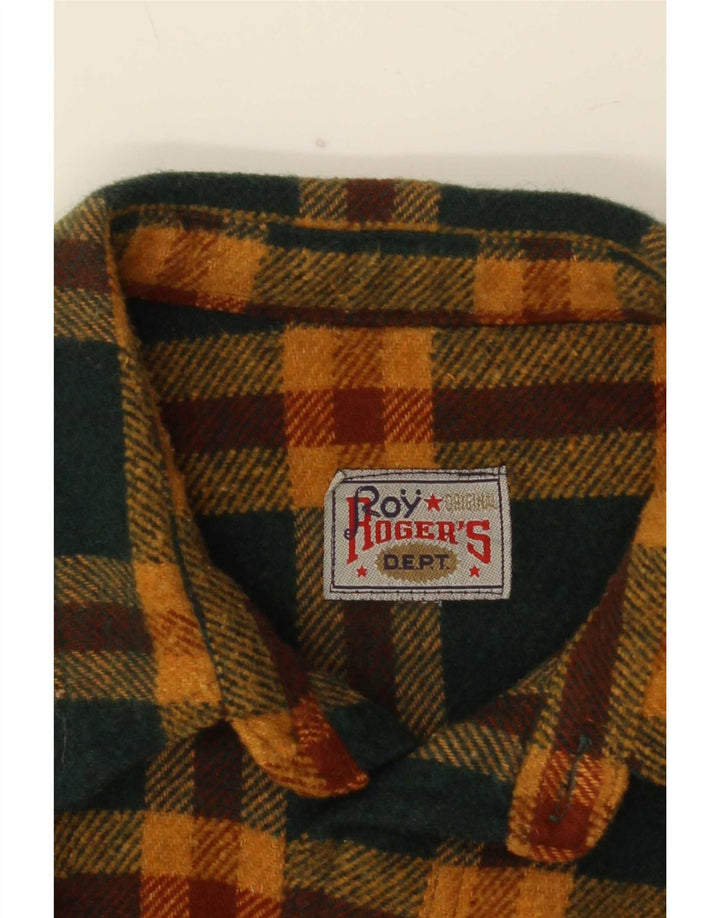 Roy Rogers Camicia da uomo in flanella con motivo a quadri verdi grandi