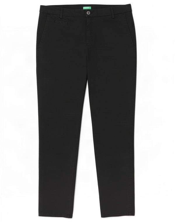 Pantaloni chino slim da donna Benetton UK 12 Medium W32 L27 Cotone nero