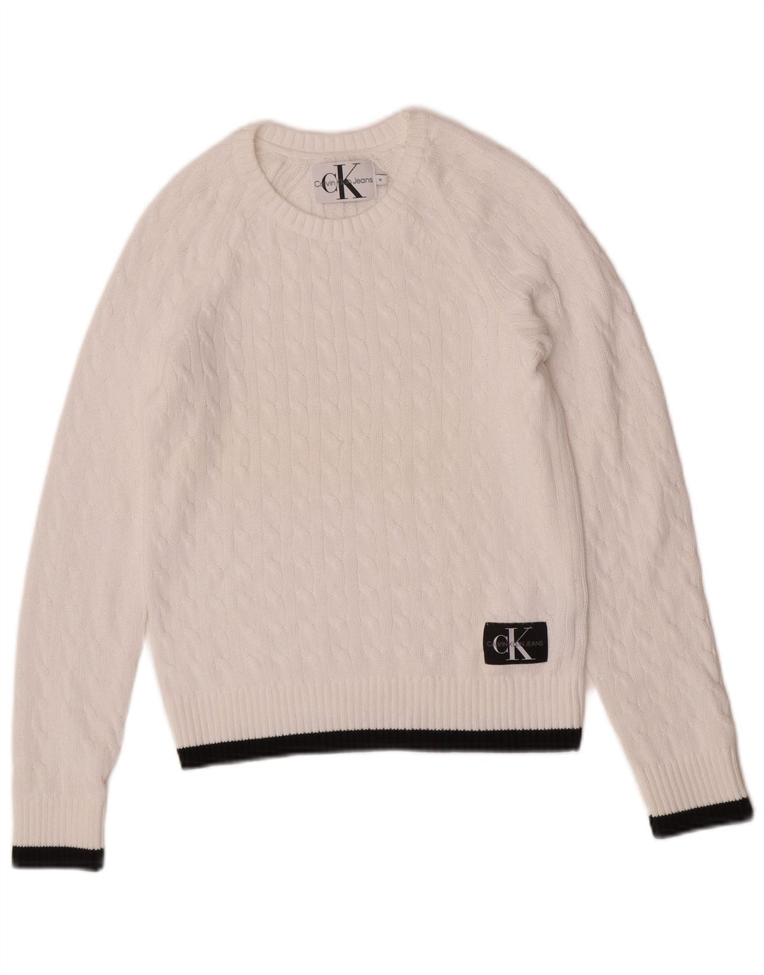 Maglione maglione girocollo da donna Calvin Klein Jeans UK 12 medio bianco