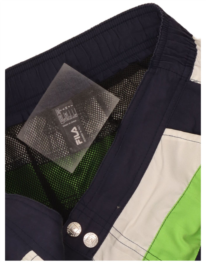 Pantaloncini da bagno grafici da uomo Fila piccoli in poliestere color block blu navy