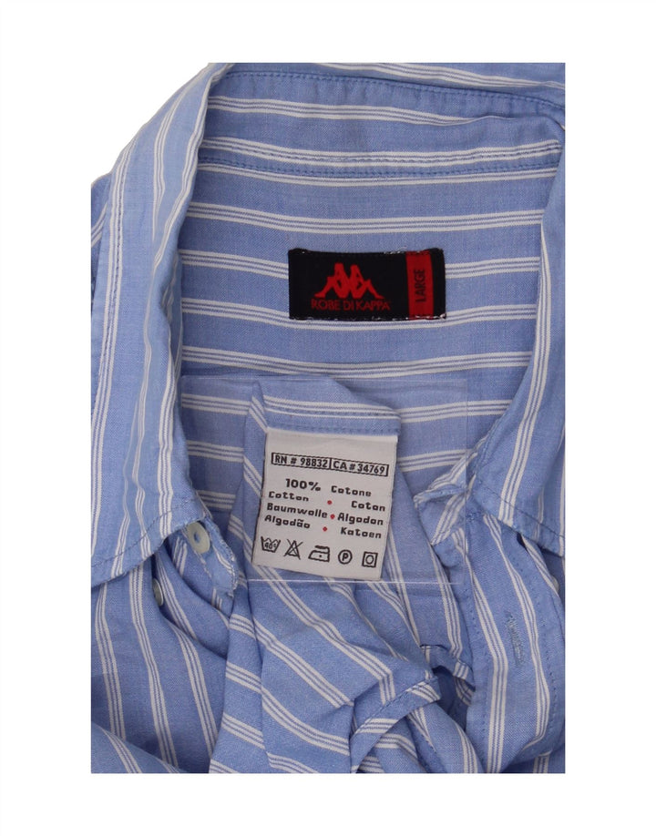 KAPPA Mens Shirt Large Blue Striped Cotton Vintage Kappa and Second-Hand Kappa from Messina Hembry 