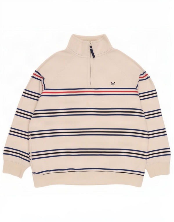 Crew Clothing Felpa da donna con collo con zip, maglione UK 14, grandi strisce bianche