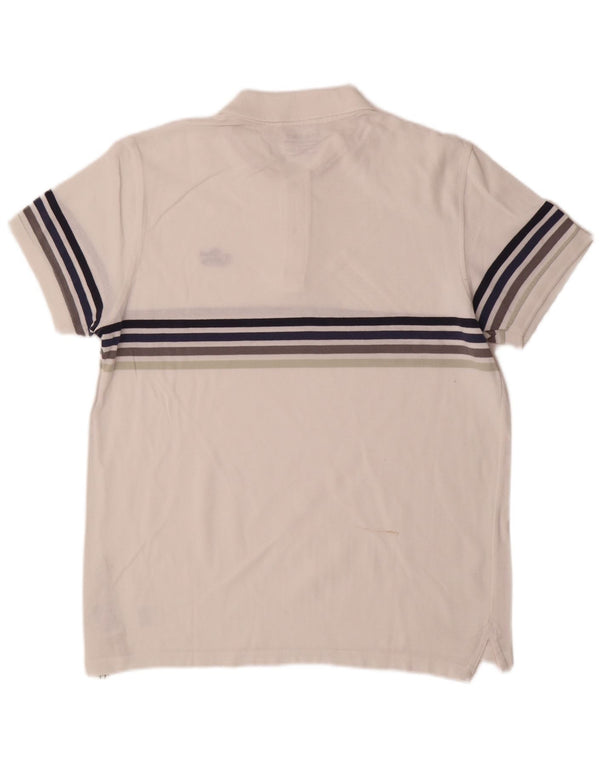 Blend Mens Polo Shirt Large White Striped Cotton