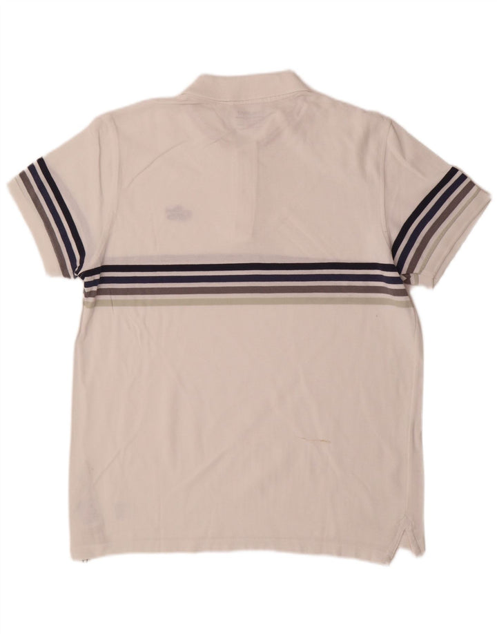 Polo da uomo in misto cotone a righe grandi bianche