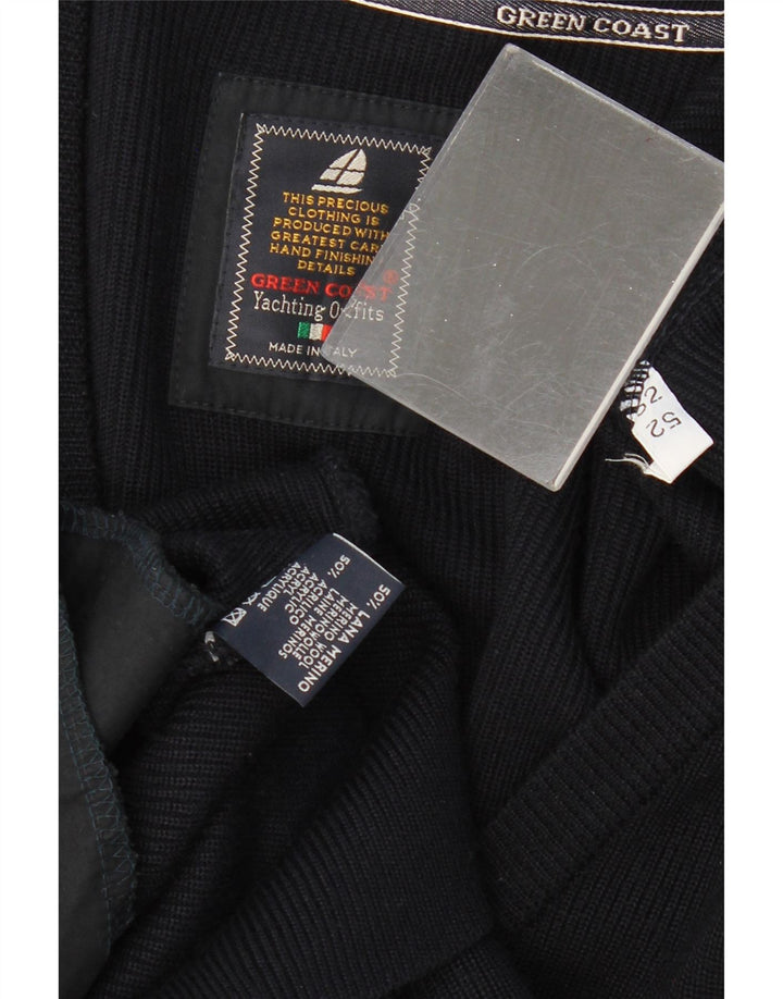 Maglione cardigan da uomo GREEN COAST IT 52 Large in lana merino nera
