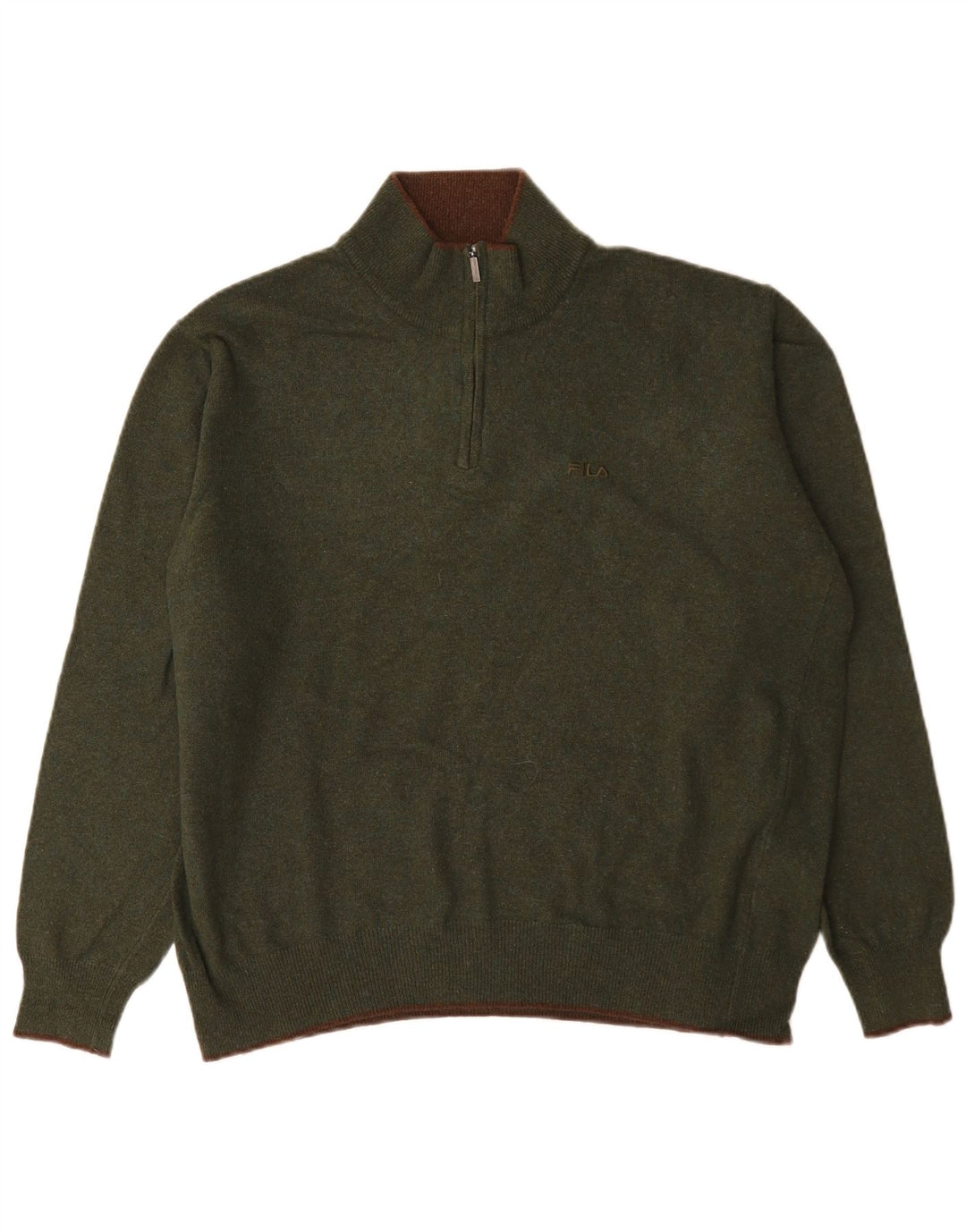 Maglione Fila da uomo con zip e collo grande in lana verde