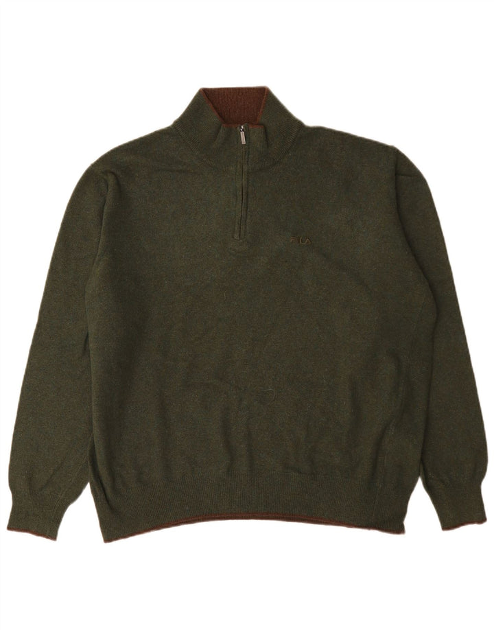 Maglione Fila da uomo con zip e collo grande in lana verde
