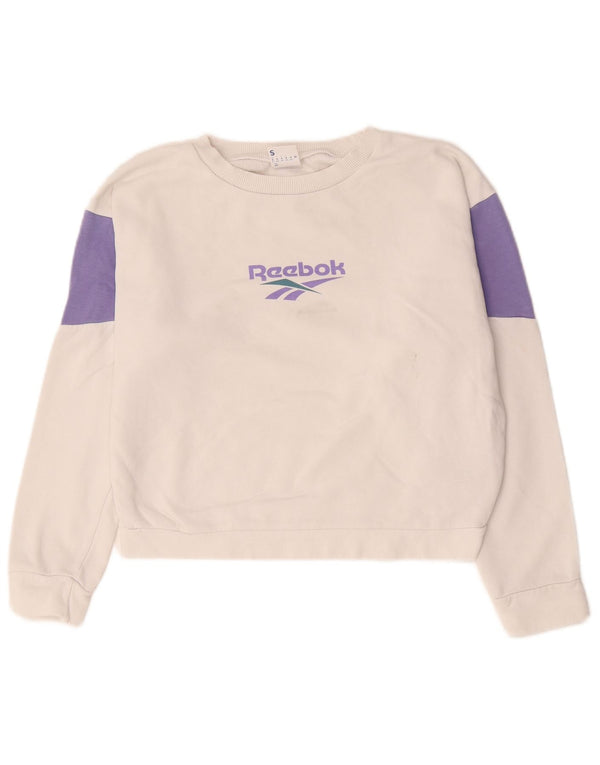 Felpa corta oversize Reebok da donna UK 8/10 Small Bianca
