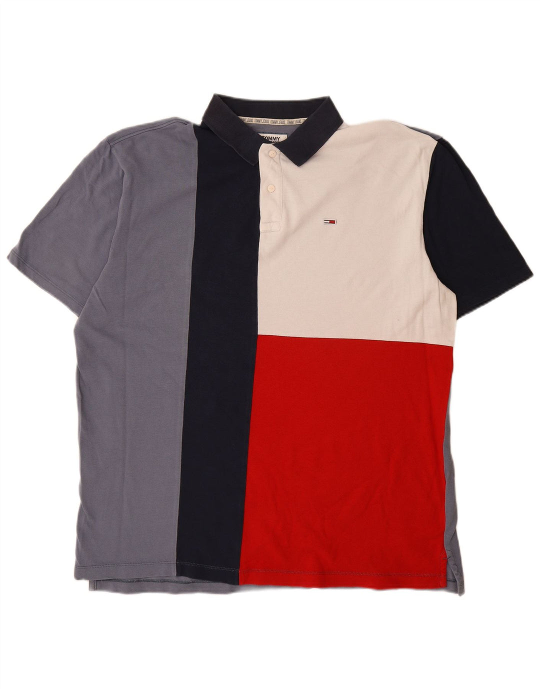TOMMY HILFIGER Polo da uomo 2XL in cotone color block multicolore