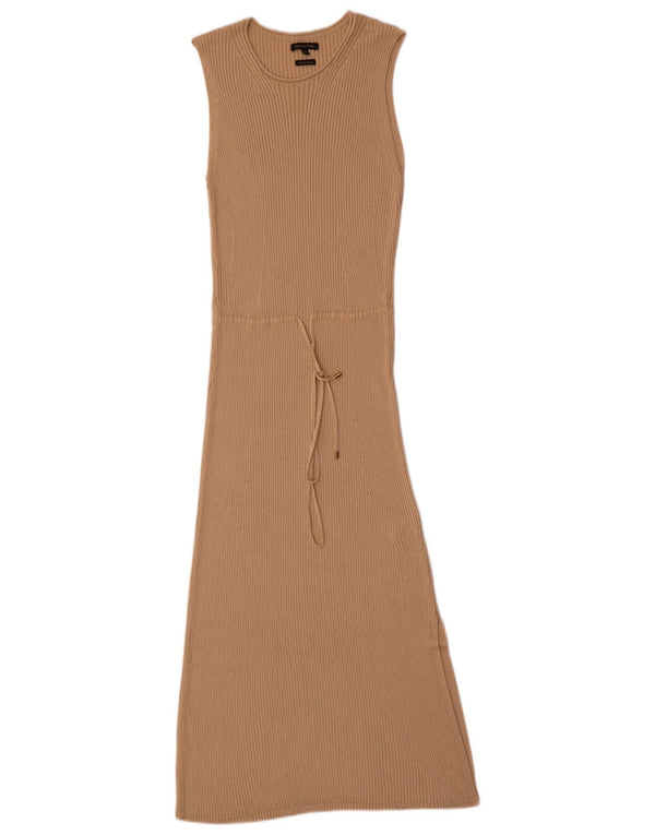 Massimo Dutti Abito lungo senza maniche da donna UK 12 Viscosa beige medio