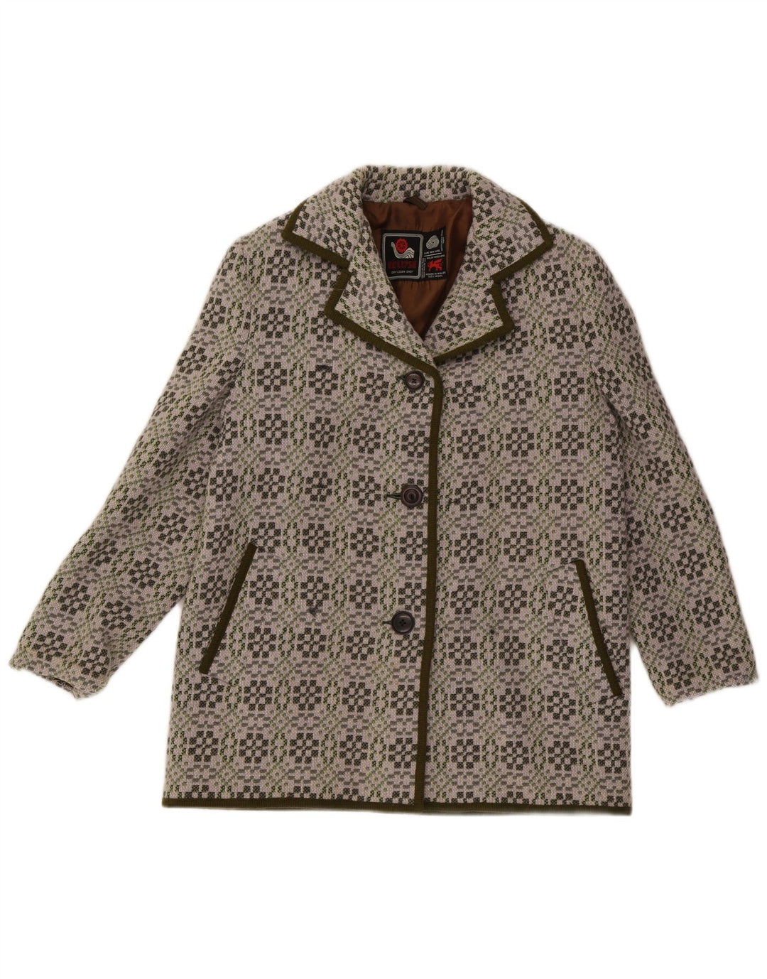 Giacca blazer a 3 bottoni da donna Eclipse UK 14 Lana geometrica grigio medio