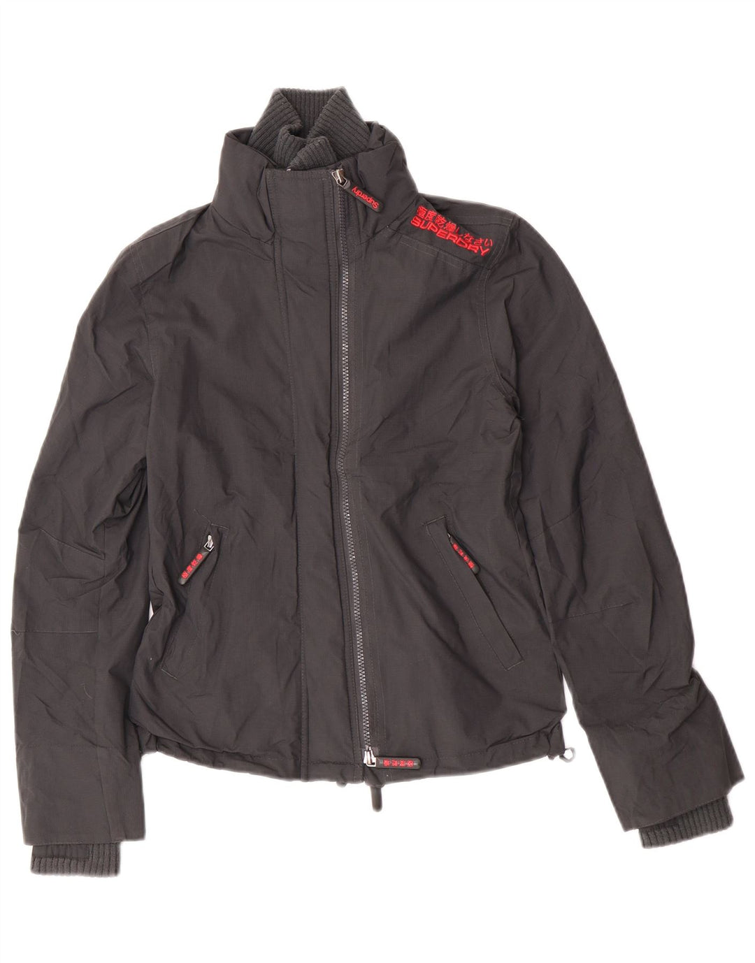 Giacca antipioggia grafica da donna Superdry UK 10 Small nylon grigio