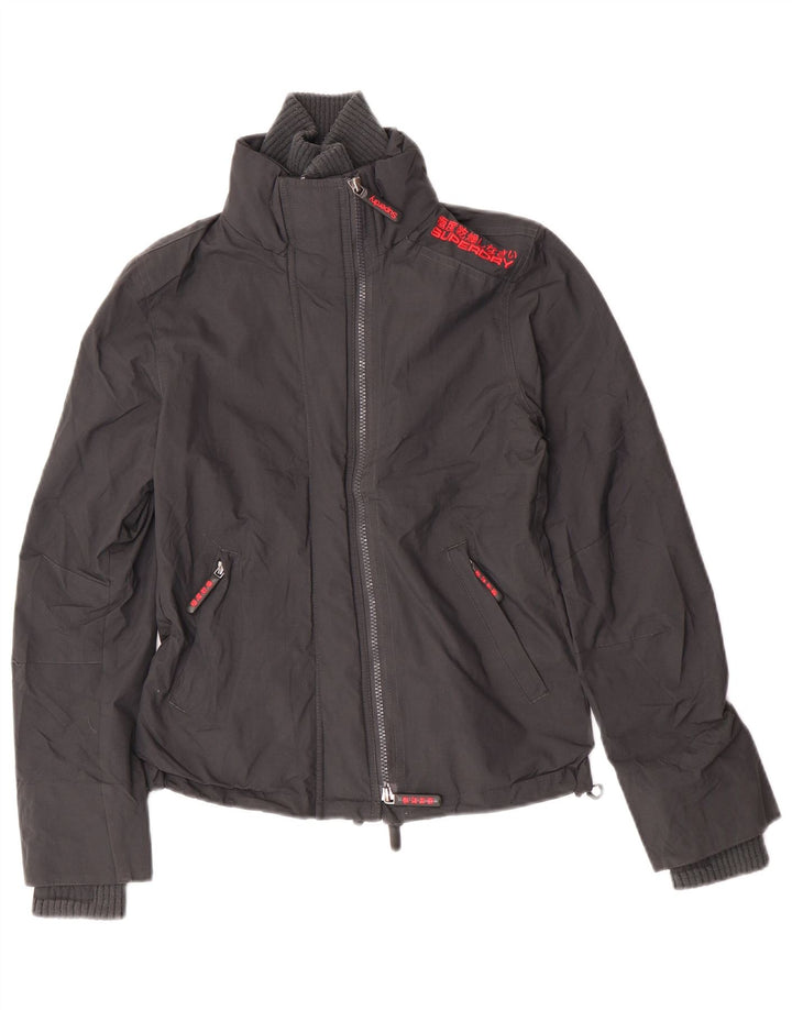 Giacca antipioggia grafica da donna Superdry UK 10 Small nylon grigio
