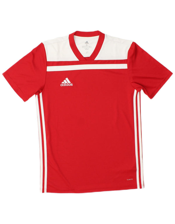 T-shirt Adidas Climalite da uomo Top Small in poliestere color block rosso