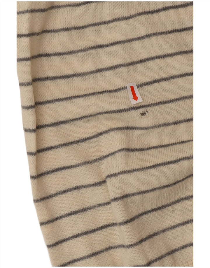 DATCH Maglione da uomo con scollo a V XL in acrilico a righe bianco sporco