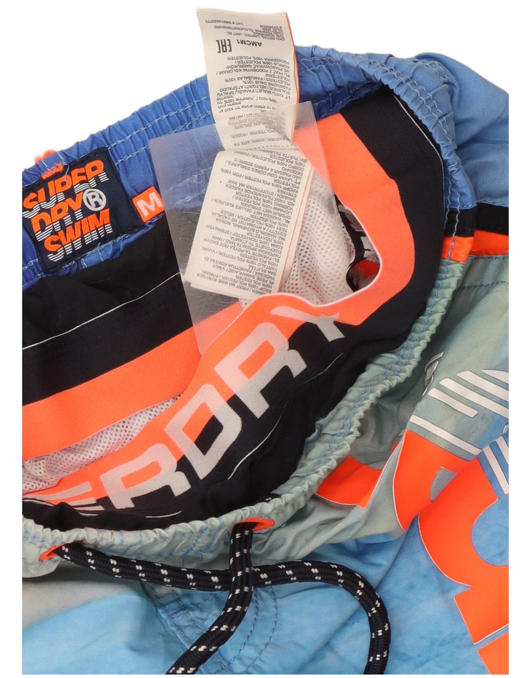 Pantaloncini da bagno grafici da uomo Superdry Poliestere a righe blu medio