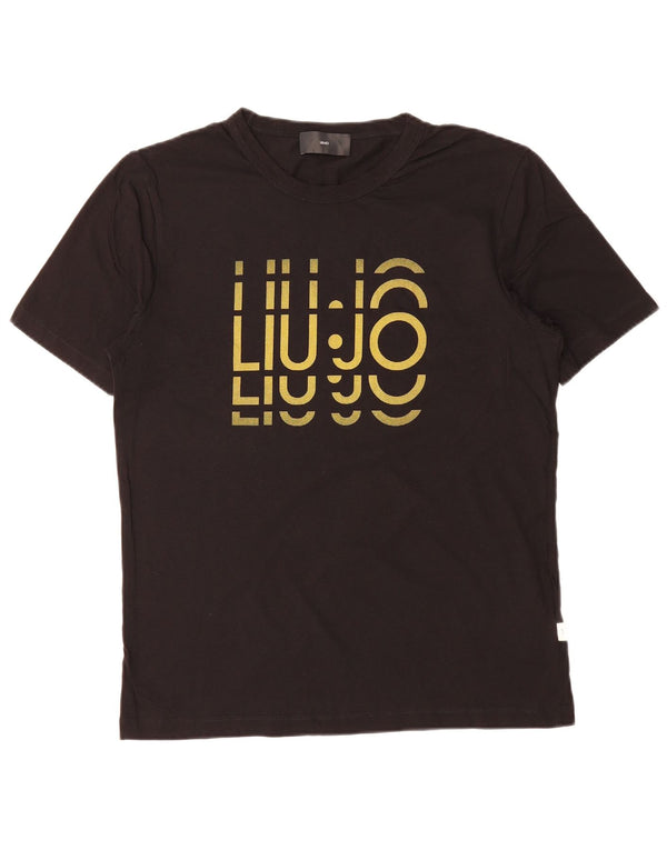 LIU JO Mens Graphic T-Shirt Top Medium Black Cotton