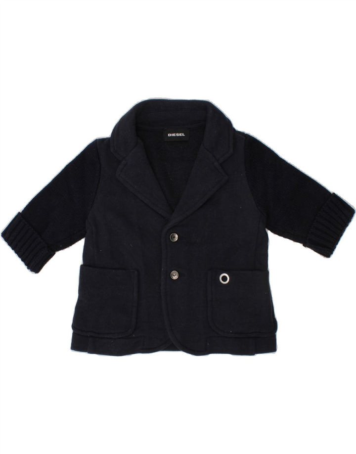DIESEL Baby Boys 2 Button Knit Blazer Jacket 6-9 Months Navy Blue Cotton Vintage Diesel and Second-Hand Diesel from Messina Hembry 