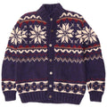 Maglione cardigan da uomo vintage blu medio Fair Isle